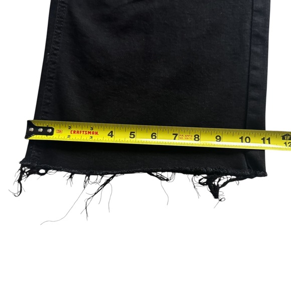 OAT NEW YORK Black Wide Leg Raw Hem Jeans High Rise Women Size 4 27 Grunge Retro - Picture 9 of 12